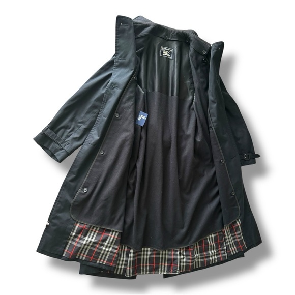 Vintage Burberrys Navy Trench Coat 44 Long Removable Wool Liner - Picture 4 of 10